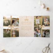 Carte De Fin D'année Trois Volets Joyeux Noël Elegant Bow Présent Photo Collage (Intérieur)