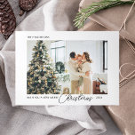 Carte De Fin D'année Trois Volets Joyeux script de Noël<br><div class="desc">Carte de Noël minimaliste avec Noël en script chic et 4 photos.</div>