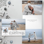 Carte De Fin D'année Trois Volets Joyeux voeux de Noël avec Insertion photo Argent<br><div class="desc">Fun Joyeux Noël argenté graphisme dans une police personnalisée avec champ texte modifiable,  petit carré photo insérer modèle et grand modèle photo arrière - plan. Les panneaux incluent du texte et des modèles photo supplémentaires. Tous les éléments graphiques sont personnalisables.</div>