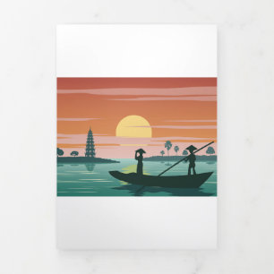 Carte De Fin D'année Trois Volets La célèbre pagode du Vietnam