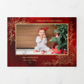 Carte De Fin D'année Trois Volets Ligne d'or élégante dessinée Photo botanique de No (Page de couverture)