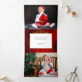 Carte De Fin D'année Trois Volets Ligne d'or élégante dessinée Photo botanique de No (Intérieur)