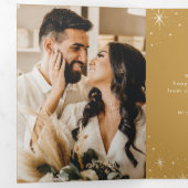 Carte De Fin D'année Trois Volets Marry and Bright Gold Script 4 Photo (Intérieur en premier)