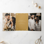 Carte De Fin D'année Trois Volets Marry and Bright Gold Script 4 Photo (Intérieur)