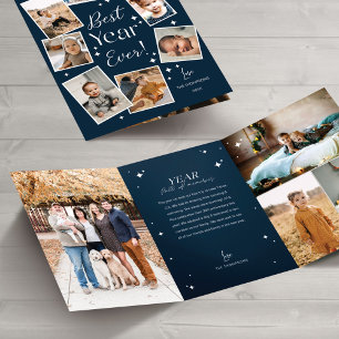 Carte De Fin D'année Trois Volets Meilleure année ! Collage de la photo de famille