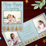 Carte De Fin D'année Trois Volets Merry Gold Blue Interfoi Elegant 3 Photo<br><div class="desc">Cartes de fin de année triplés personnalisées de luxe dans ce faux or et bleu MERRY HEUREUX TOUT design interconfessionnel avec 3 de vos photos est une façon élégante d'envoyer la joie de vacances cette année. Une rangée d'Hanoukka Menoras en faux or et d'arbres de Noël en or assortis le...</div>