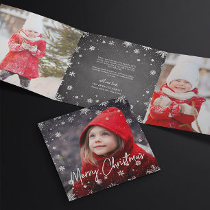 Carte De Fin D'année Trois Volets Merry Magic   Russe Snowflake Multi Photo