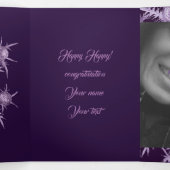 Carte De Fin D'année Trois Volets motif de fleurs violettes (Intérieur au milieu)