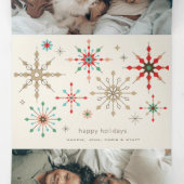 Carte De Fin D'année Trois Volets Motif de flocon de neige complexe (Intérieur au milieu)