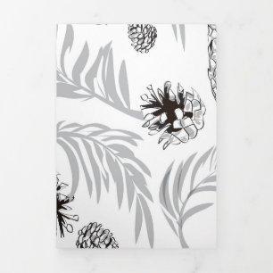 Carte De Fin D'année Trois Volets Motif de Noël, Pine Snow 7