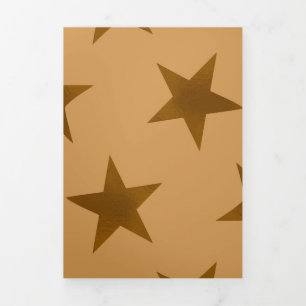 Carte De Fin D'année Trois Volets Motif des étoiles d'or 14
