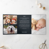 Carte De Fin D'année Trois Volets Nativité Bleue Noël religieux (Intérieur)