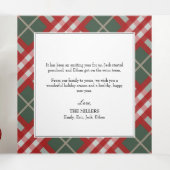 Carte De Fin D'année Trois Volets Noël Classique Tartan Beige Plaid (Intérieur au milieu)