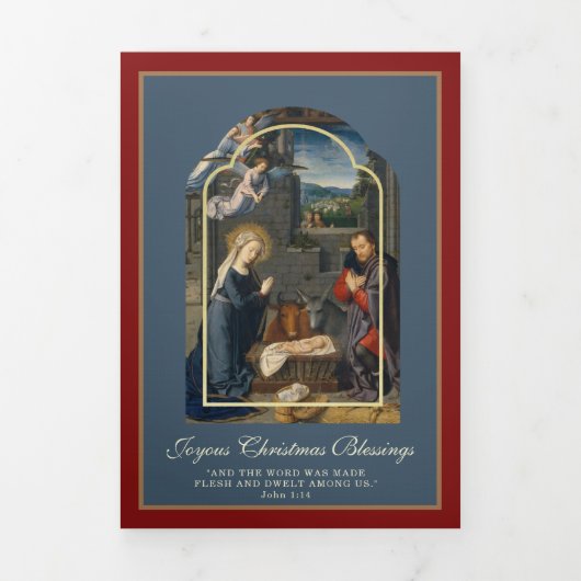 Carte De Fin D'année Trois Volets Noël religieux Jésus Vierge Marie Saint Joseph (Page de couverture)