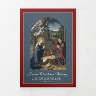 Carte De Fin D'année Trois Volets Noël religieux Jésus Vierge Marie Saint Joseph