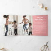 Carte De Fin D'année Trois Volets Oh Quelle Joie de Dire Paillettes Roses (Intérieur)