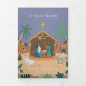 Carte De Fin D'année Trois Volets O'Holy Night Nativité Scène Noël (Page de couverture)