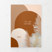 Carte De Fin D'année Trois Volets Pampass herbe et arches Mariage Design foncé (Page de couverture)