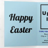 Carte De Fin D'année Trois Volets Pâques Vacances Bleu clair (Intérieur en premier)