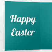 Carte De Fin D'année Trois Volets Pâques Vacances Turquoise Vert (Intérieur en premier)