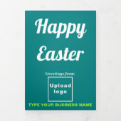 Carte De Fin D'année Trois Volets Pâques Vacances Turquoise Vert (Page de couverture)