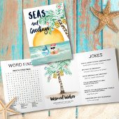 Carte De Fin D'année Trois Volets Père Noël Mers & Salutations Plage Jeu & Blagues