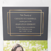 Carte De Fin D'année Trois Volets Photo Arrière - plan Gold Frame Gris (Intérieur en premier)