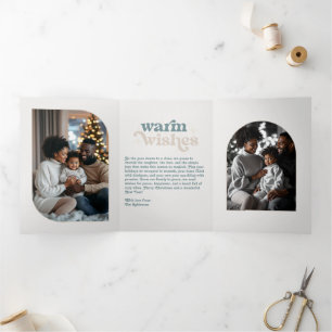 Carte De Fin D'année Trois Volets Photo de Noël rétro Arctic Glow Cozy Vibes