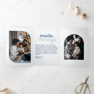 Carte De Fin D'année Trois Volets Photo de Noël rétro Cozy Vibes Nordic Sky