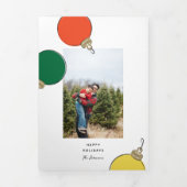 Carte De Fin D'année Trois Volets Photo d'ornements rétro (Page de couverture)