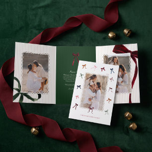 Carte De Fin D'année Trois Volets Photo élégant de noeuds de Noël à l'aquarelle fest