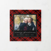 Carte De Fin D'année Trois Volets Photo Red Tartan Plaid (Protection)