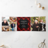 Carte De Fin D'année Trois Volets Photo Red Tartan Plaid (Intérieur)
