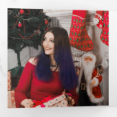 Carte De Fin D'année Trois Volets Photo Wreath moderne Noël personnalisé (Intérieur en premier)