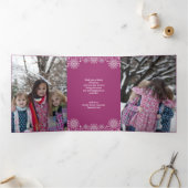Carte De Fin D'année Trois Volets Pink Winter Christmas Photo Collage (Intérieur)