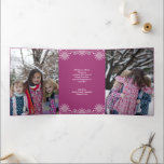 Carte De Fin D'année Trois Volets Pink Winter Christmas Photo Collage<br><div class="desc">Envoyez à votre famille et à vos amis une carte de Noël à thème rose avec vos photos de famille préférées.</div>
