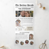 Carte De Fin D'année Trois Volets Première année Marié Journal Nouvelles Photo Colla (Intérieur)