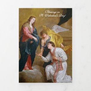 Carte De Fin D'année Trois Volets Prière religieuse catholique Vintage Saint-Valenti