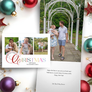 Carte De Fin D'année Trois Volets Script coloré moderne Joyeux Noël 3-Photo