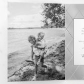 Carte De Fin D'année Trois Volets Silver de luxe avec lignes d'argent diagonales élé (Intérieur en premier)