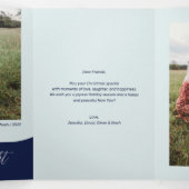 Carte De Fin D'année Trois Volets Silver et Blue | Merry & Bright Christmas Photo (Intérieur au milieu)