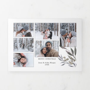 Carte De Fin D'année Trois Volets Simple moderne Vacances Aquarelle Vert 6-Photo