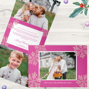 Carte De Fin D'année Trois Volets Snowflake Berry Bling Elegant 5 Photo Collage