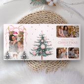 Carte De Fin D'année Trois Volets Sweet rose Coquette Bow Christmas Wonderland Photo