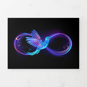 Carte De Fin D'année Trois Volets Symbole de Neon Infinity par Glowing Hummingbird