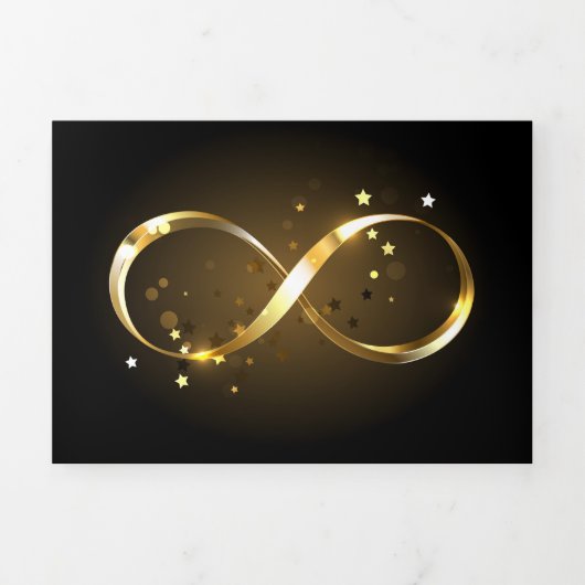 Carte De Fin D'année Trois Volets Symbole d'infini doré (Page de couverture)