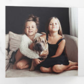 Carte De Fin D'année Trois Volets Vert doré blanc | Noël photo multiple (Intérieur en premier)