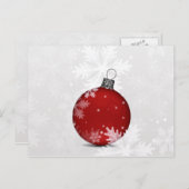 carte de fin de année d'ornement rouge argent fest (Devant / Derrière)