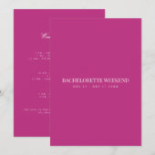 Carte de fin de semaine Script White & Magenta Bac (Devant / Derrière)