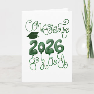 Carte de fin d'études 2026 en vert et blanc